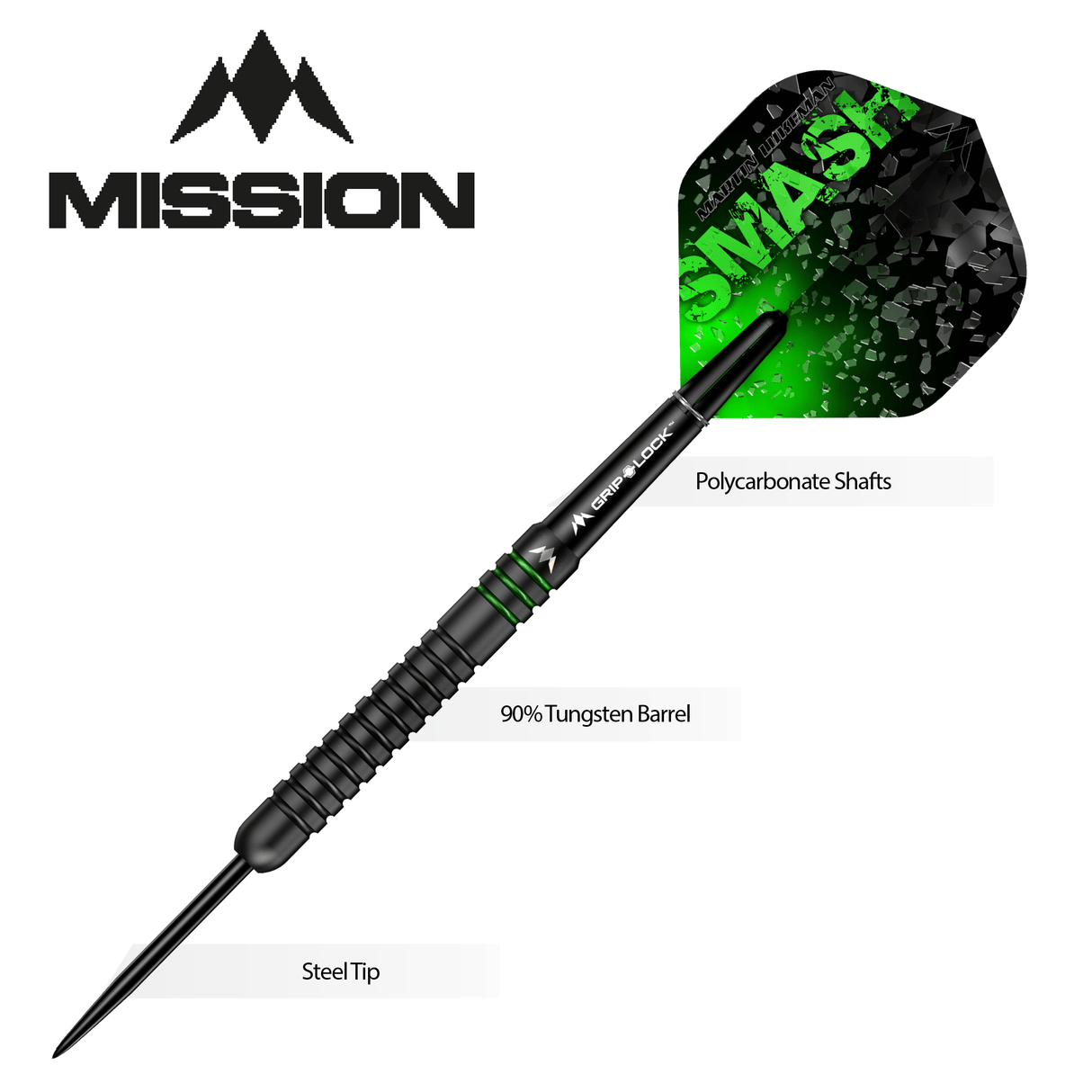 Mission Martin Lukeman Darts - Steel Tip - 90% - Smash - Black Titanium - The Darts Shop