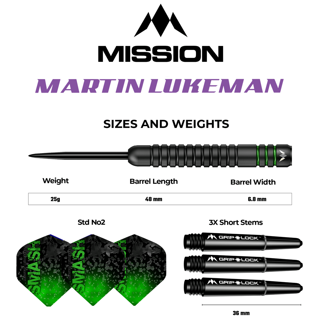 Mission Martin Lukeman Darts - Steel Tip - 90% - Smash - Black Titanium - The Darts Shop
