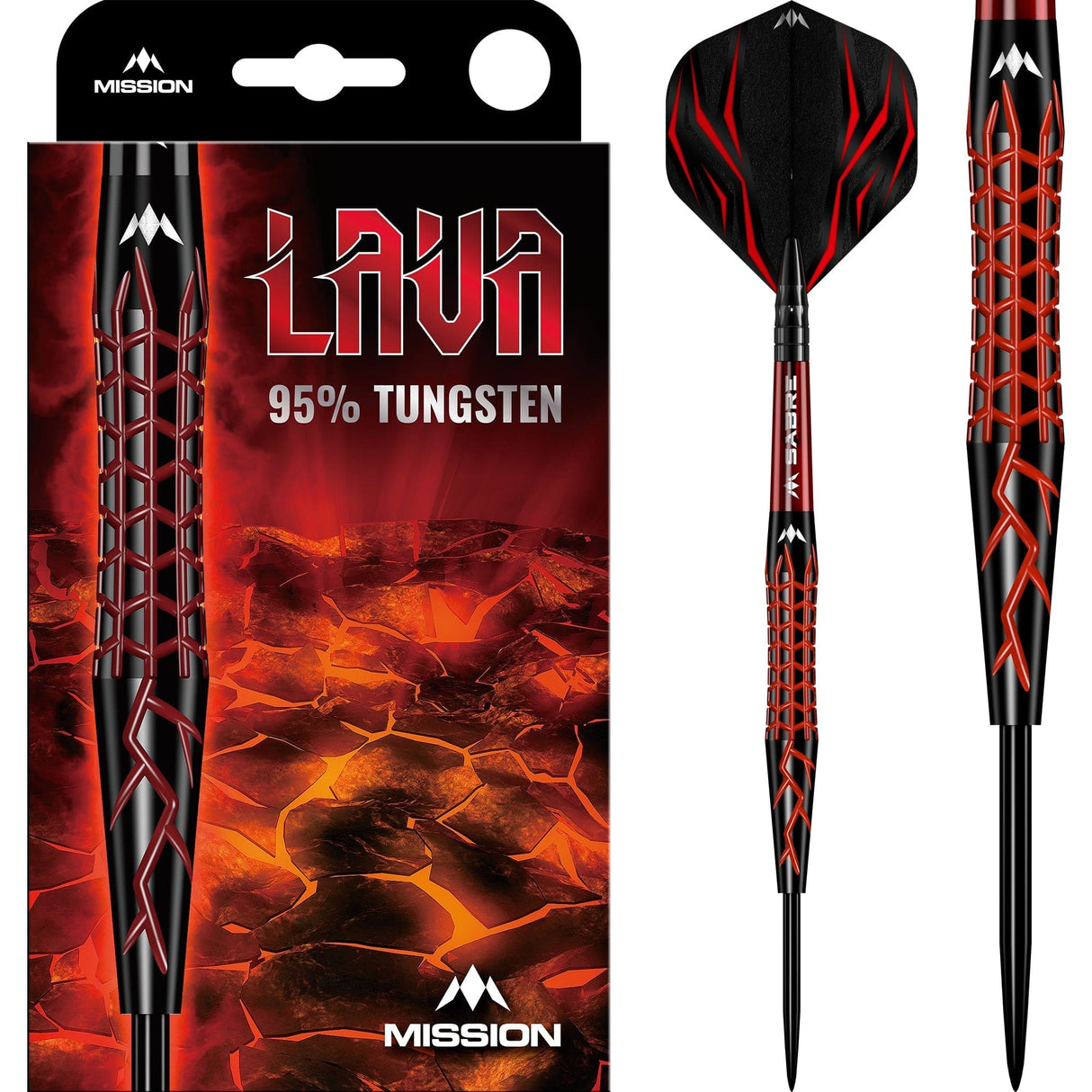 Mission Lava Darts - Steel Tip - 95% Tungsten - Black & Red Electro - The Darts Shop