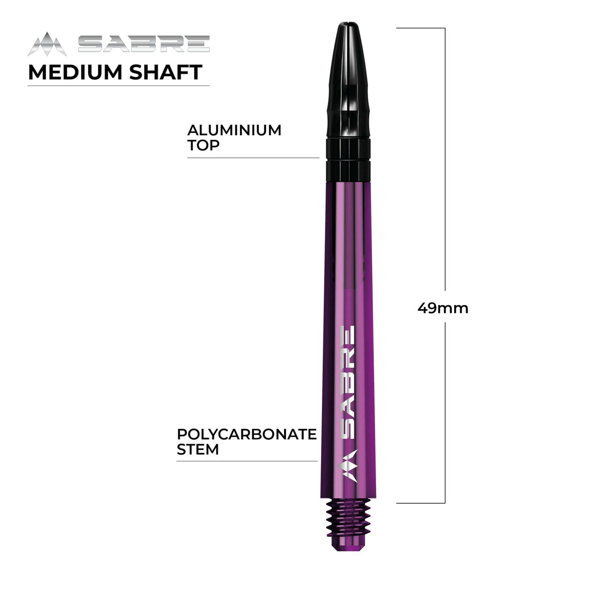 *Mission Sabre Shafts - Polycarbonate Dart Stems - Purple - Black Top - view 6