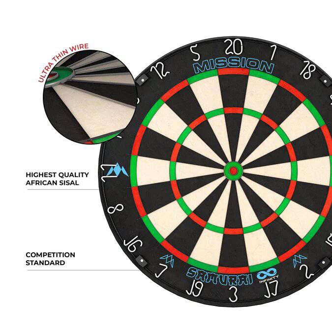 Mission Samurai Infinity Dartboard - Professional Board - Black Ring - The Darts Shop