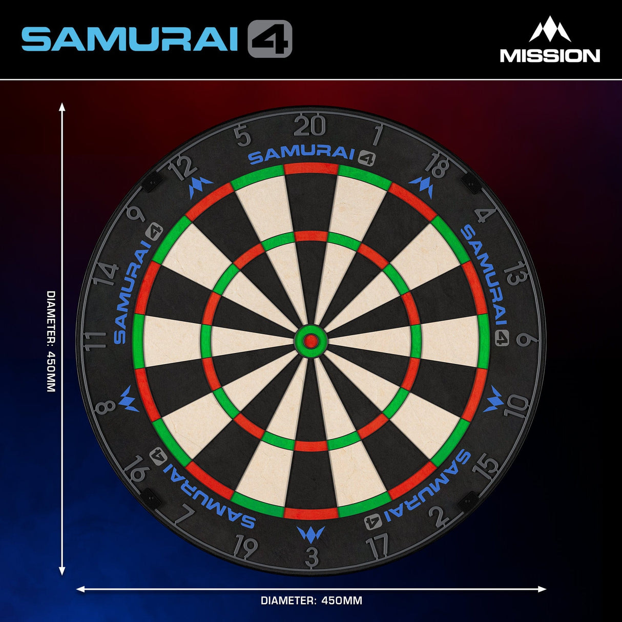 Mission Samurai 4 Dartboard - Professional - Knife Wire - Graphite Grey - view 5