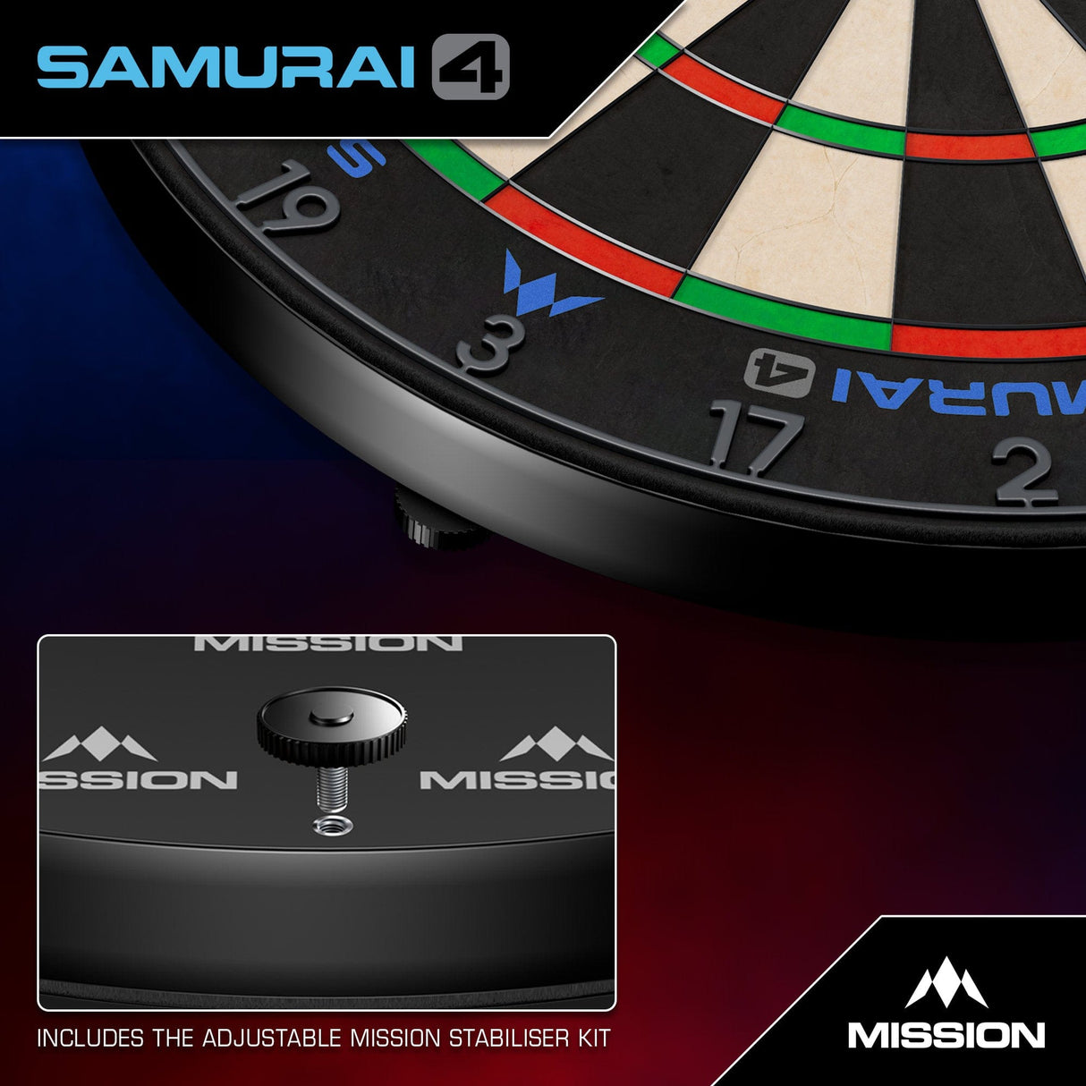 Mission Samurai 4 Dartboard - Professional - Knife Wire - Graphite Grey - view 6