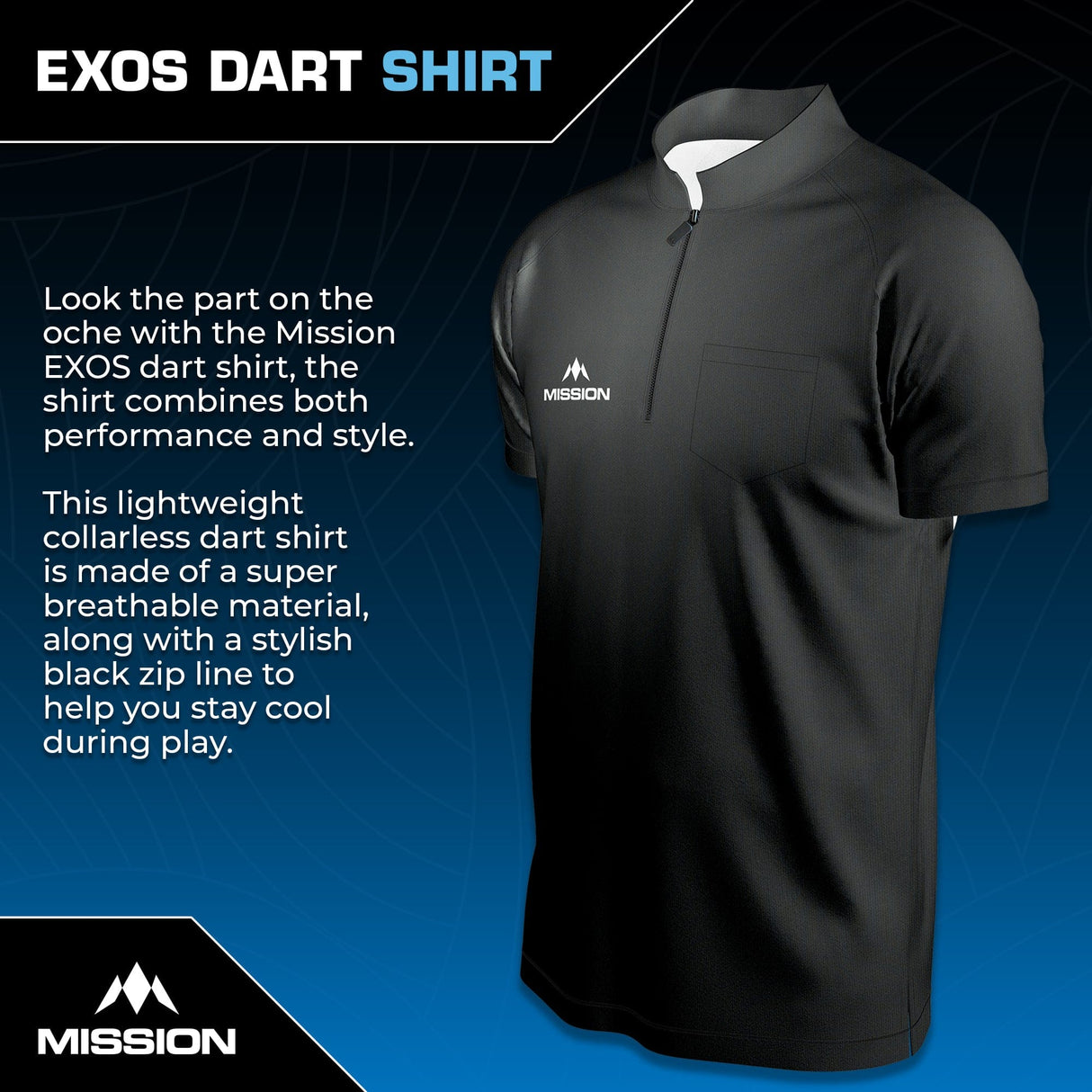Mission Darts - EXOS Cool - Dart Shirt - Black - view 2