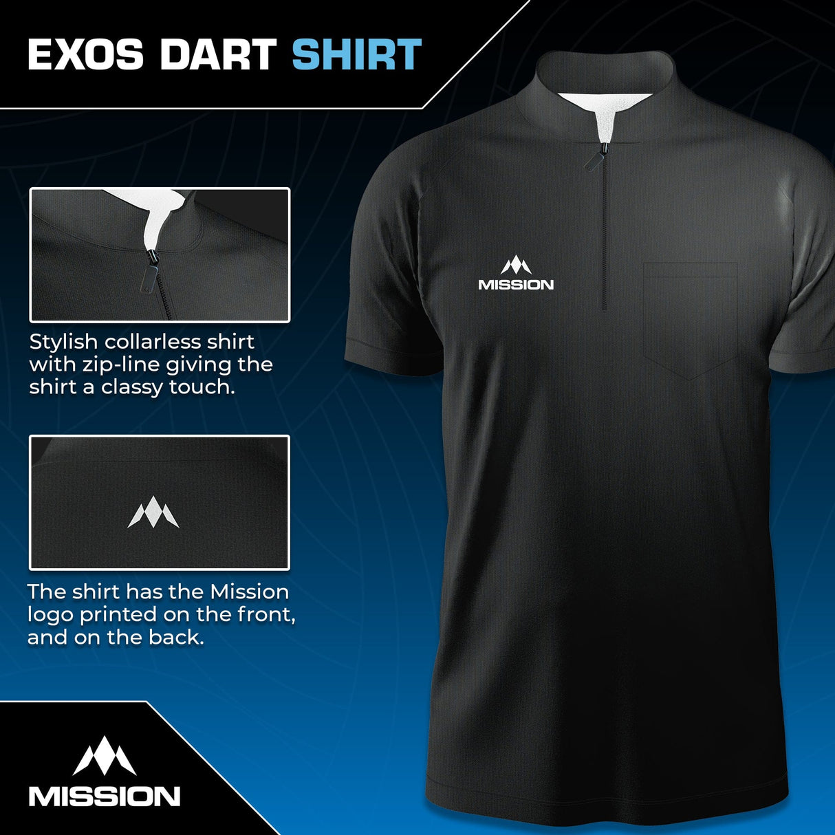 Mission Darts - EXOS Cool - Dart Shirt - Black - view 3