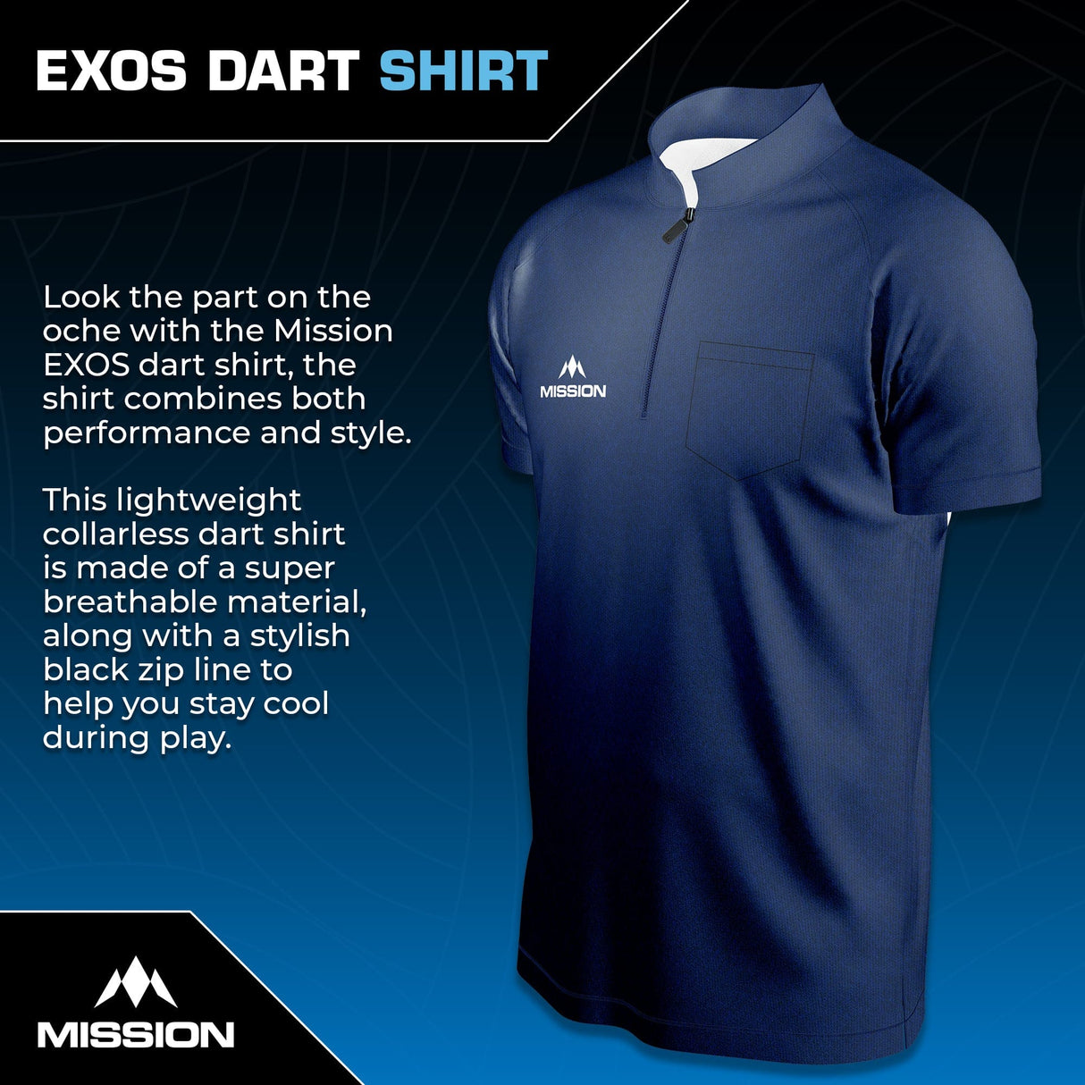 Mission Darts - EXOS Cool - Dart Shirt - Navy Blue - view 2