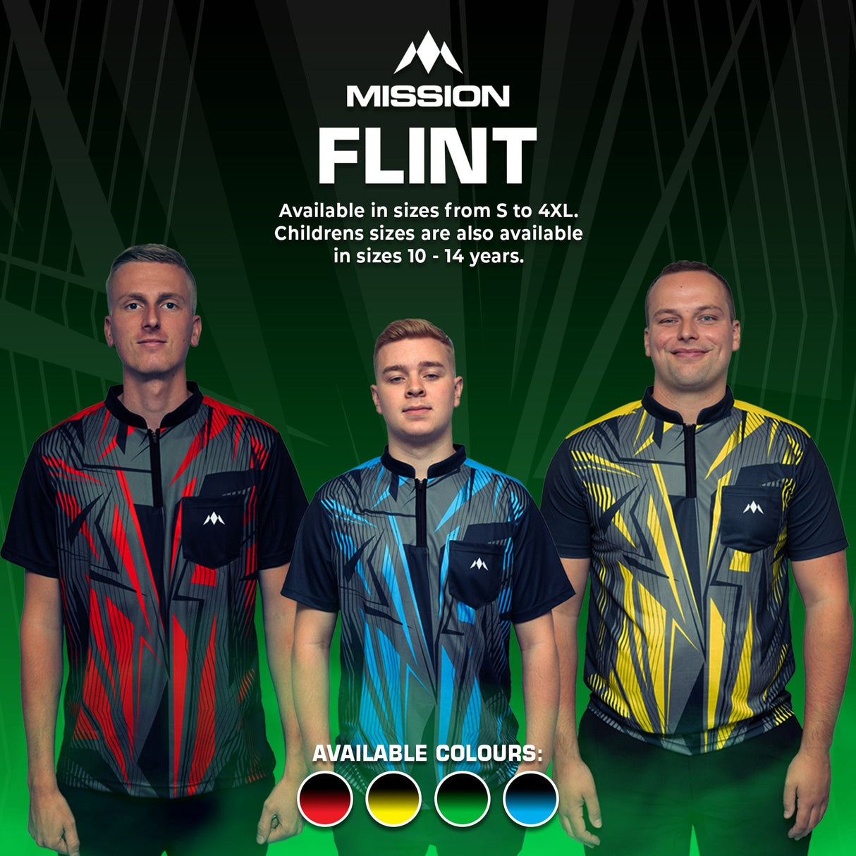 *Mission Darts Flint Dart Shirt - Collarless - Lightweight - Black & Green - view 6