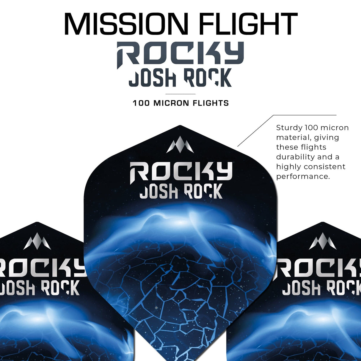 *Mission Solo Dart Flights - 100 Micron - No2 - Std - Josh Rock - Rocky - view 3
