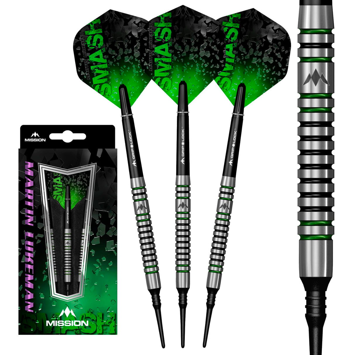 Mission Martin Lukeman Darts - Soft Tip - Black & Green - 20g - view 5