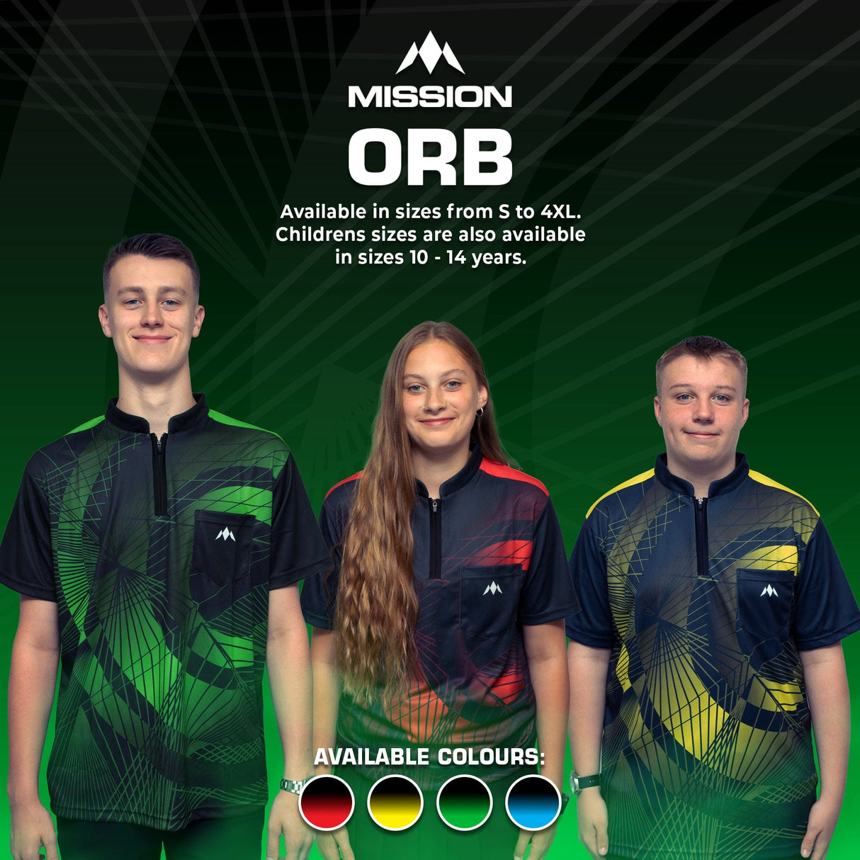 *Mission Darts Orb Dart Shirt - Collarless - Lightweight - Black & Green - Youth - view 6