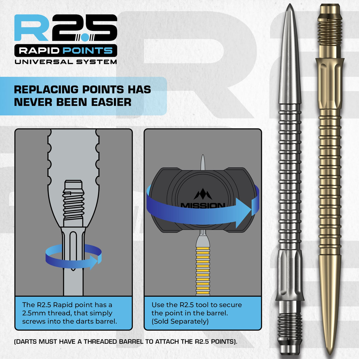 Mission R2.5 Rapid Dart Points - Steel Tip - GV1 - view 7