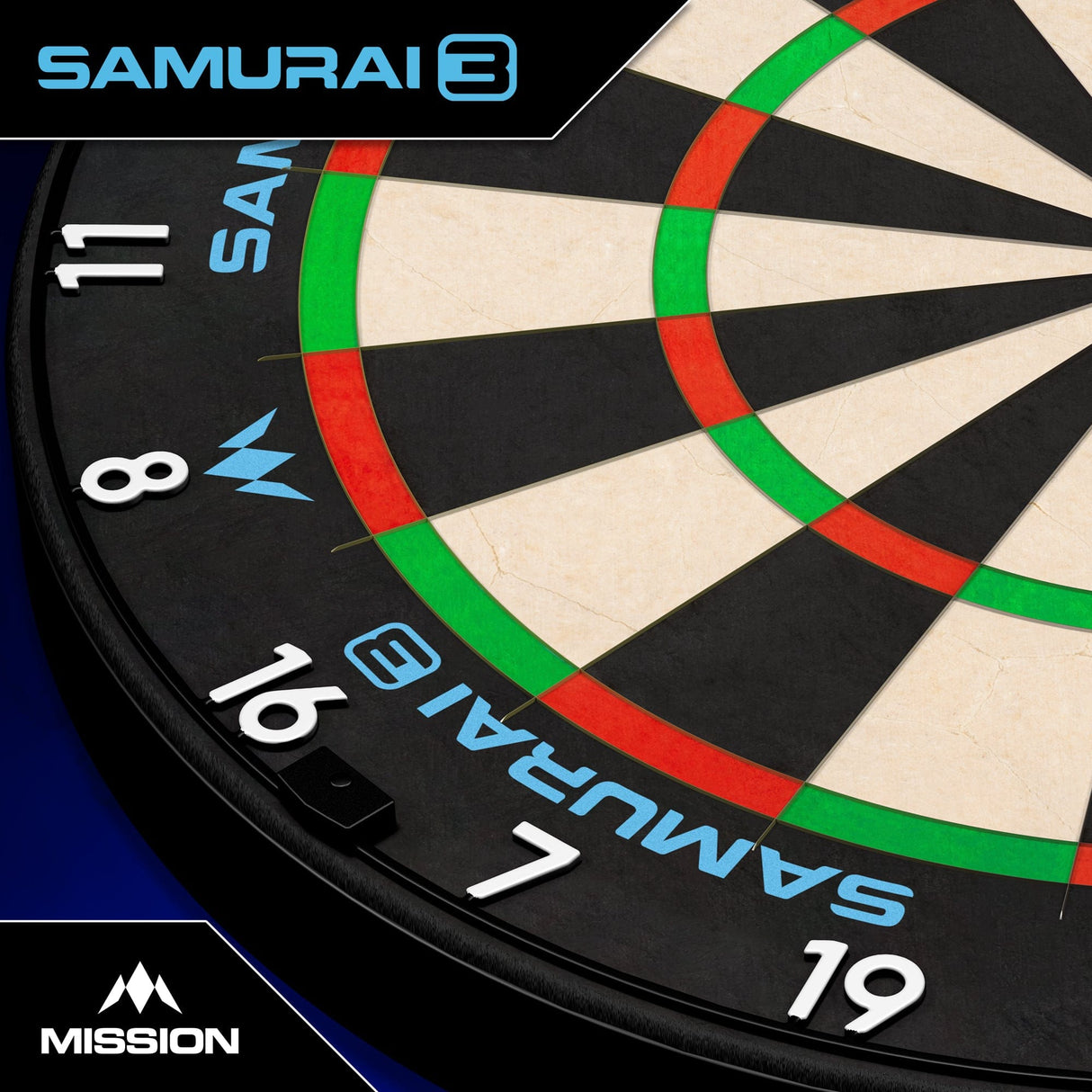 Mission Samurai 3 Dartboard - Professional - Knife Wire - Black Number Ring - view 2