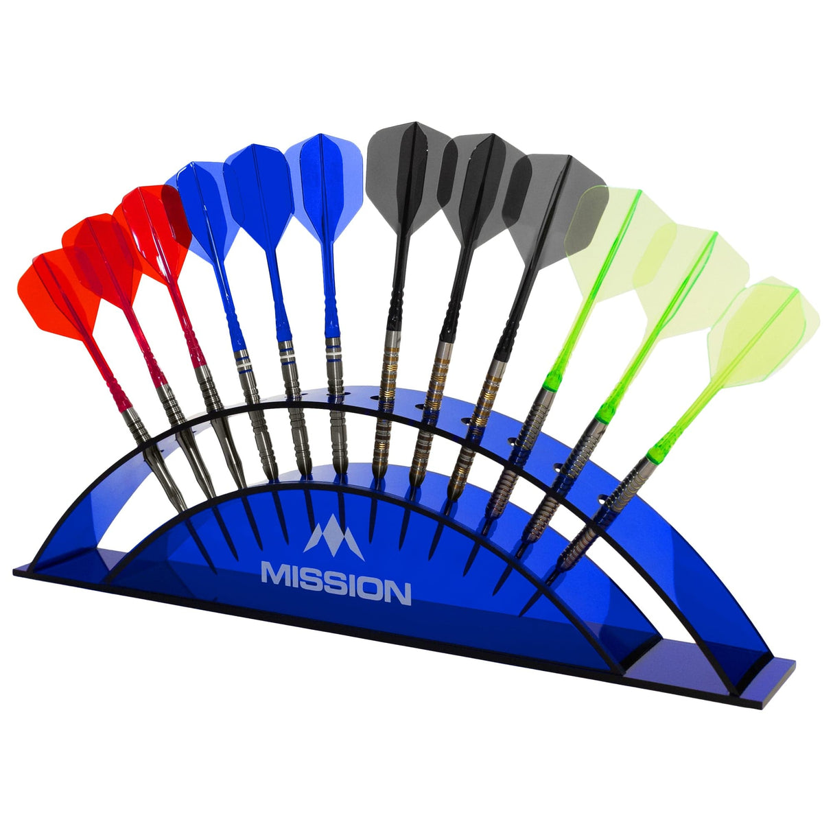 Mission Station 12 - holds 12 darts - Acrylic Darts Display Arc Colours - view 3