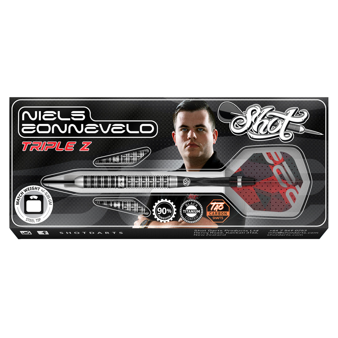 Niels Zonneveld 2.0 90% Tungsten Steel Tip Darts by Shot - The Darts Shop