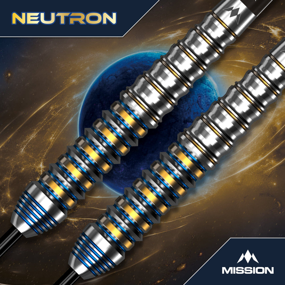 Mission Neutron Darts - Steel Tip - 95% Tungsten - Blue & Gold PVD - view 3