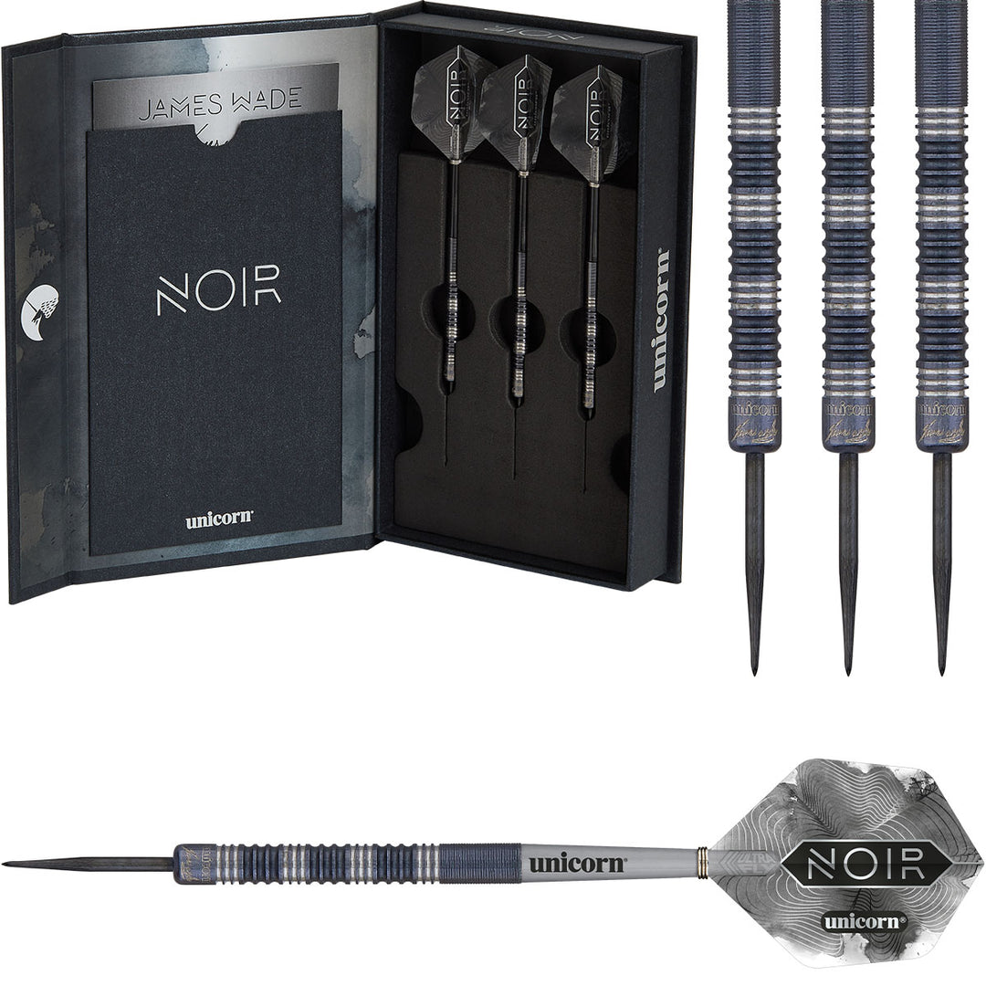 James Wade Noir 90% Tungsten Steel Tip Darts by Unicorn - The Darts Shop