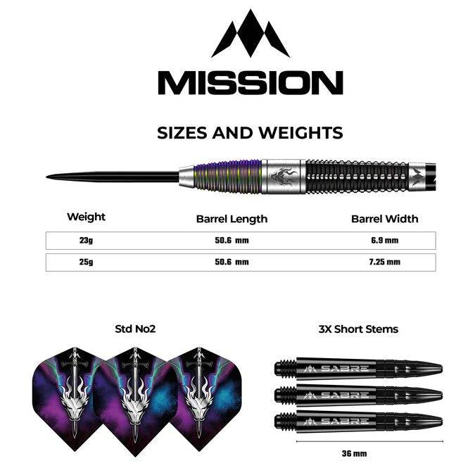 Mission Occult Darts - Steel Tip - 90% - Black & Coral PVD - The Darts Shop