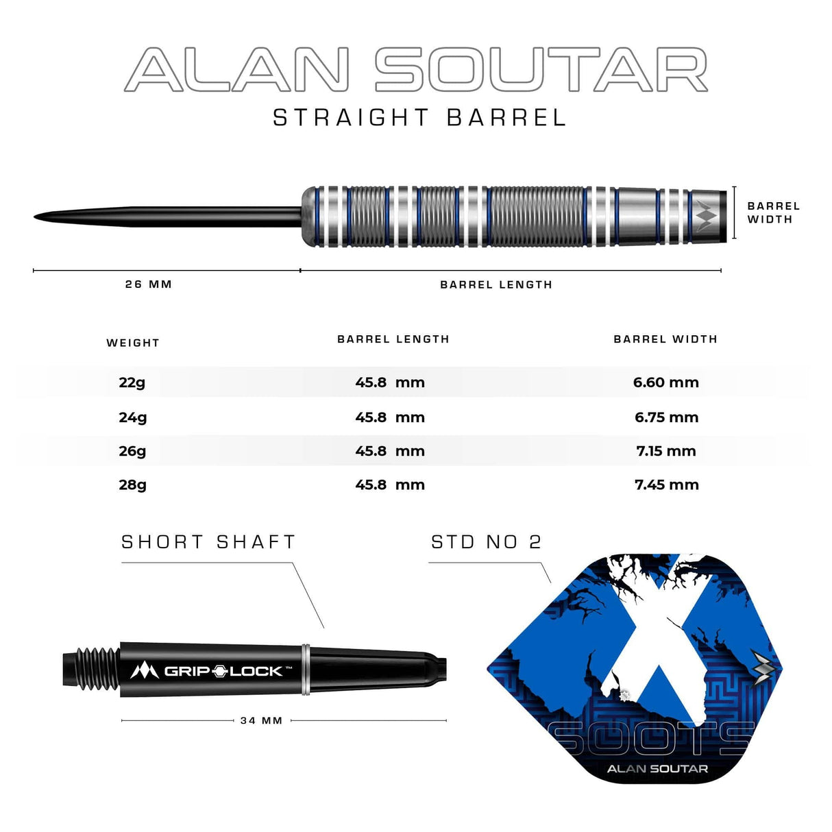 Mission Alan Soutar Darts - Steel Tip - Soots - Blue & White - The Darts Shop
