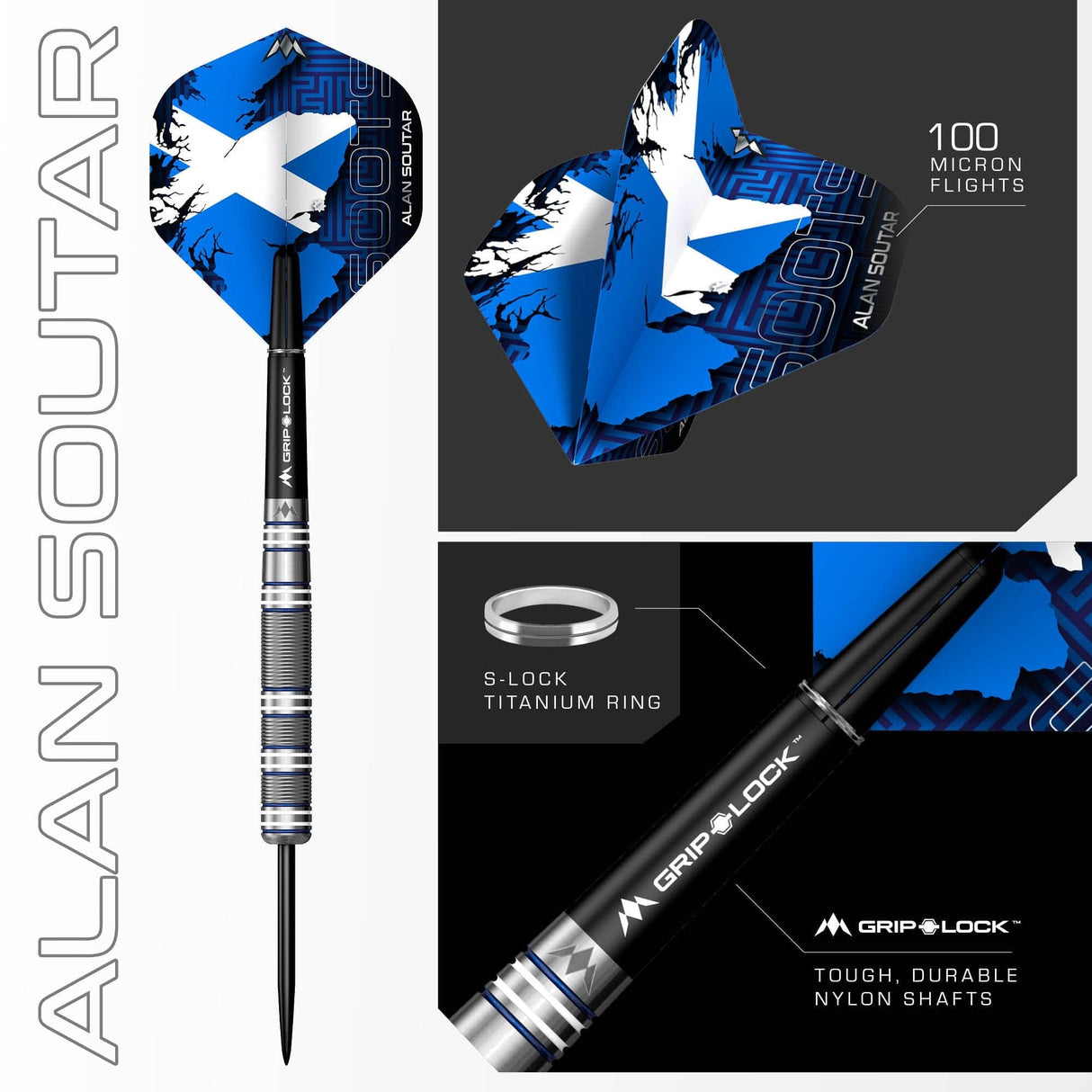 Mission Alan Soutar Darts - Steel Tip - Soots - Blue & White - The Darts Shop