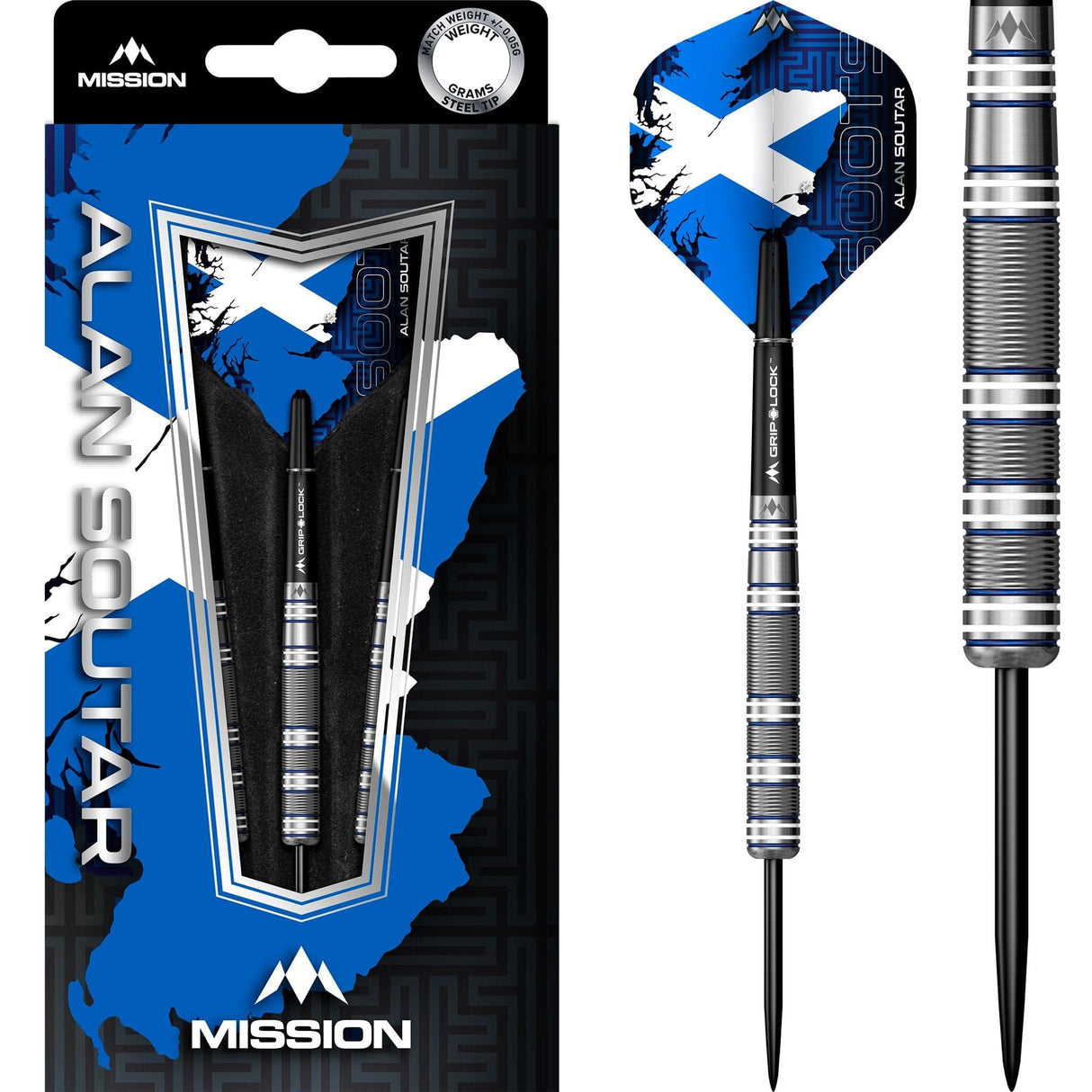 Mission Alan Soutar Darts - Steel Tip - Soots - Blue & White - The Darts Shop