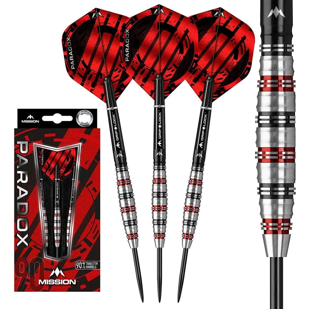 Mission Paradox Darts - Steel Tip - Curved - M2 - Electro Black & Red - The Darts Shop