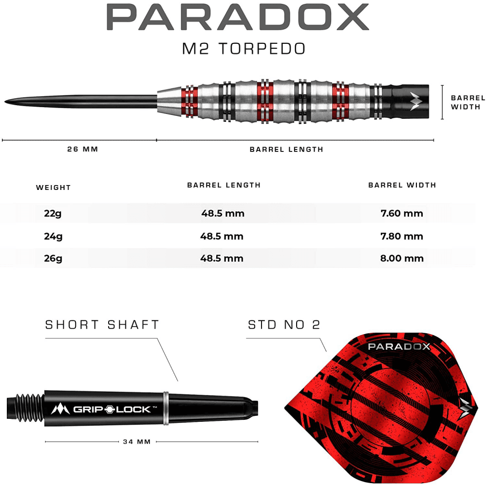 Mission Paradox Darts - Steel Tip - Curved - M2 - Electro Black & Red - The Darts Shop