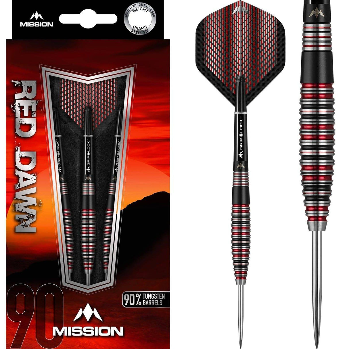Mission Red Dawn Darts - Steel Tip - M3 - Curved - The Darts Shop