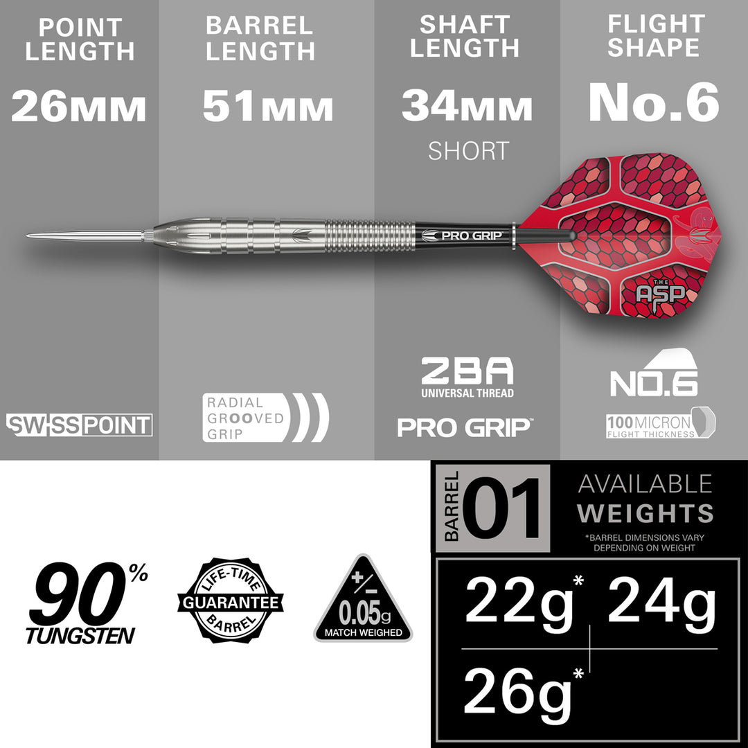 Nathan Aspinall G1 90% Tungsten SP Steel Tip Darts by Target - The Darts Shop