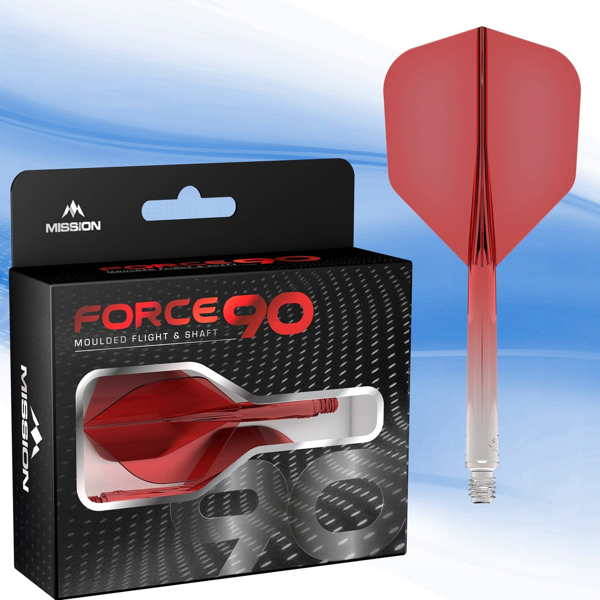 Mission Force 90 - New Moulded Flight & Shaft System - Standard No6 - Gradient - Transparent Red - The Darts Shop