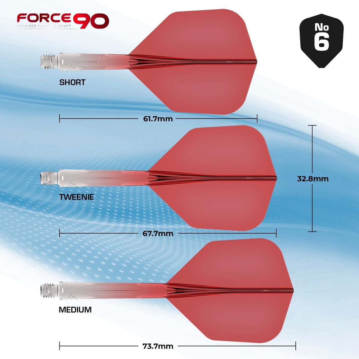Mission Force 90 - New Moulded Flight & Shaft System - Standard No6 - Gradient - Transparent Red - The Darts Shop