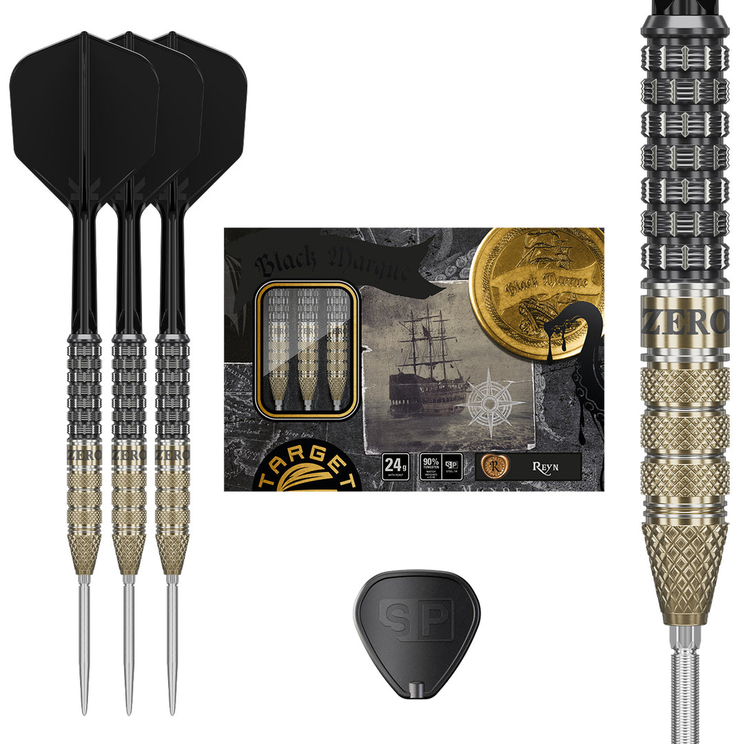 Black Marque Reyn 90% Tungsten SP Steel Tip Darts by Target Japan - The Darts Shop