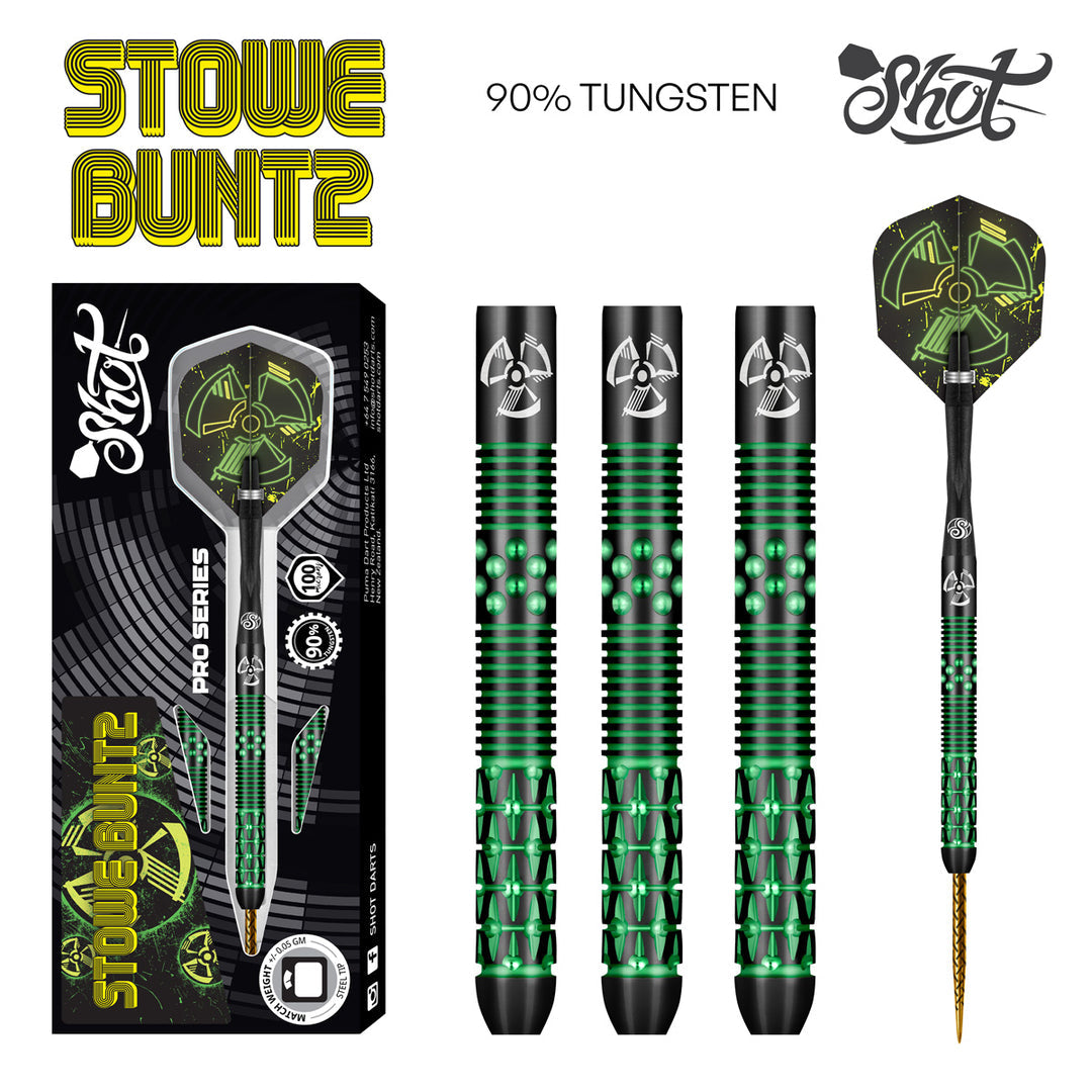 Stowe Buntz 2.0 Black 90% Tungsten Steel Tip Darts by Shot - The Darts Shop