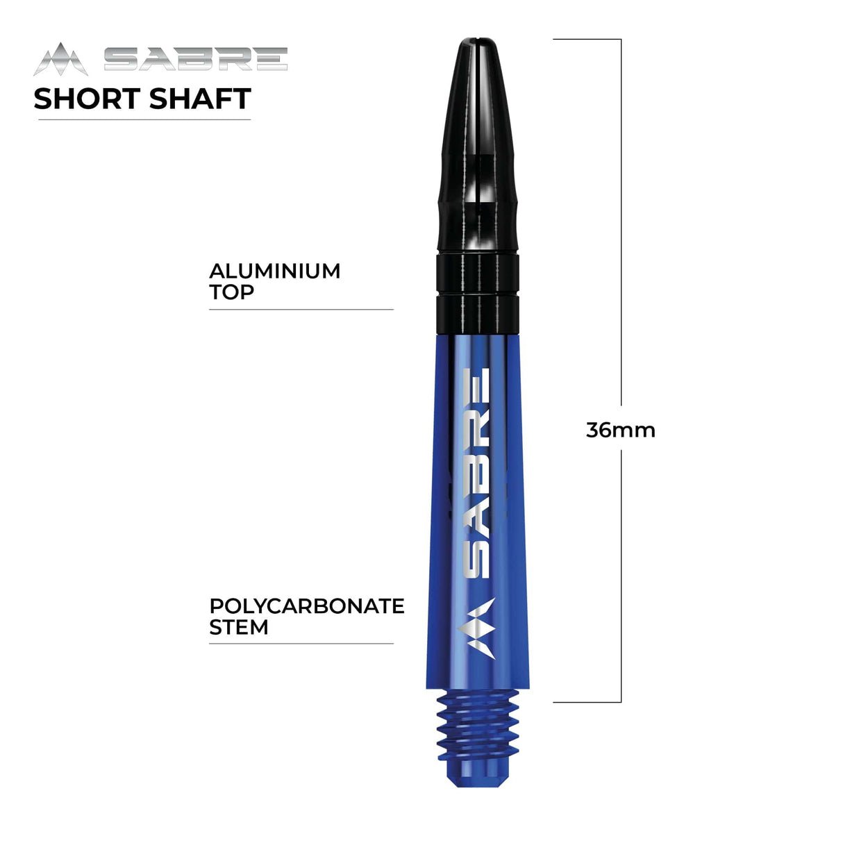 *Mission Sabre Shafts - Polycarbonate Dart Stems - Blue - Black Top - view 7