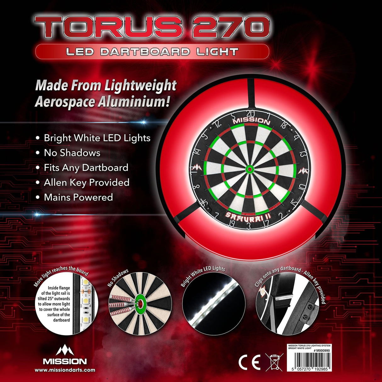 Mission Torus 270 Dartboard Lighting - Bright White Light - view 8