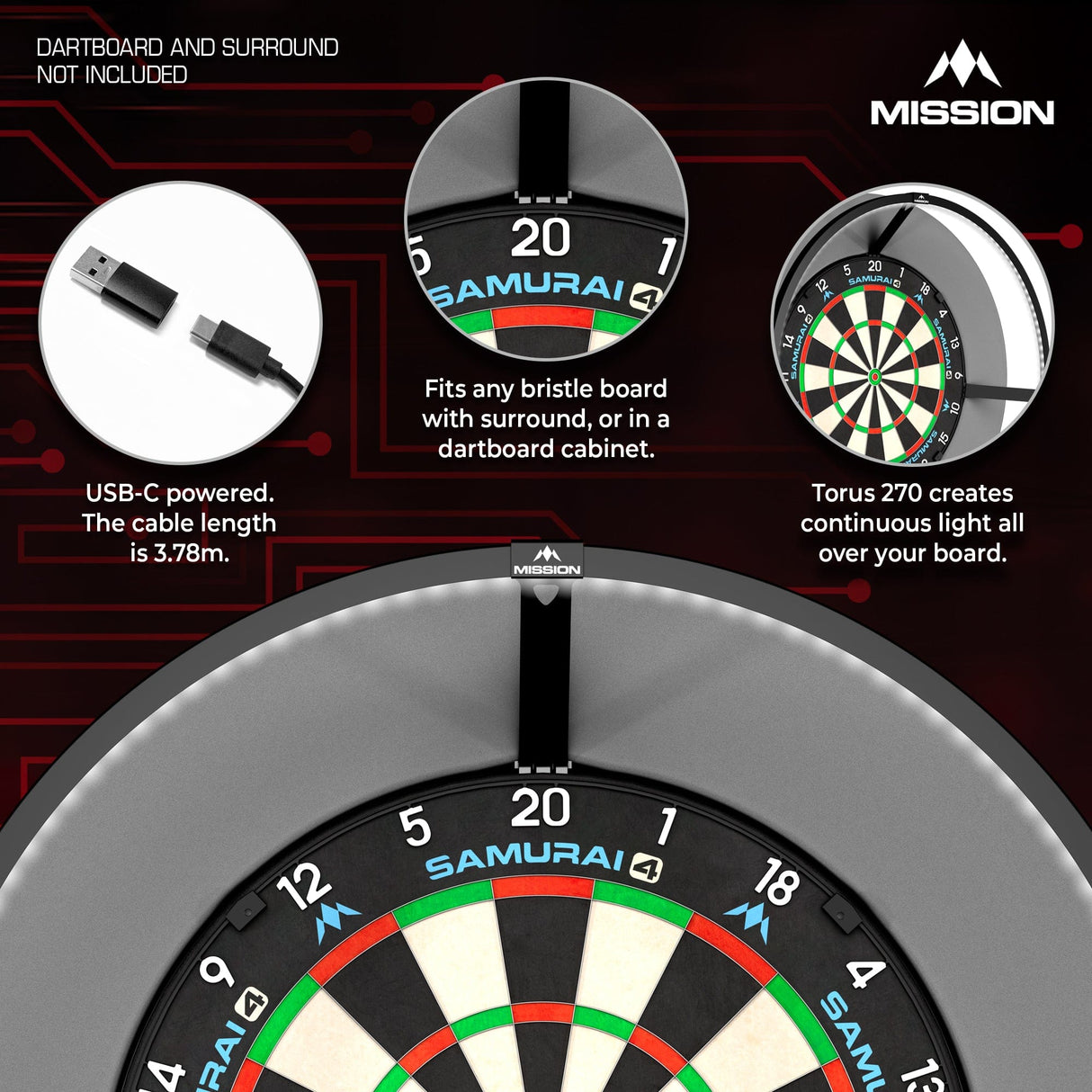 Mission Torus 270 - Dartboard Lighting - USB-C - view 3