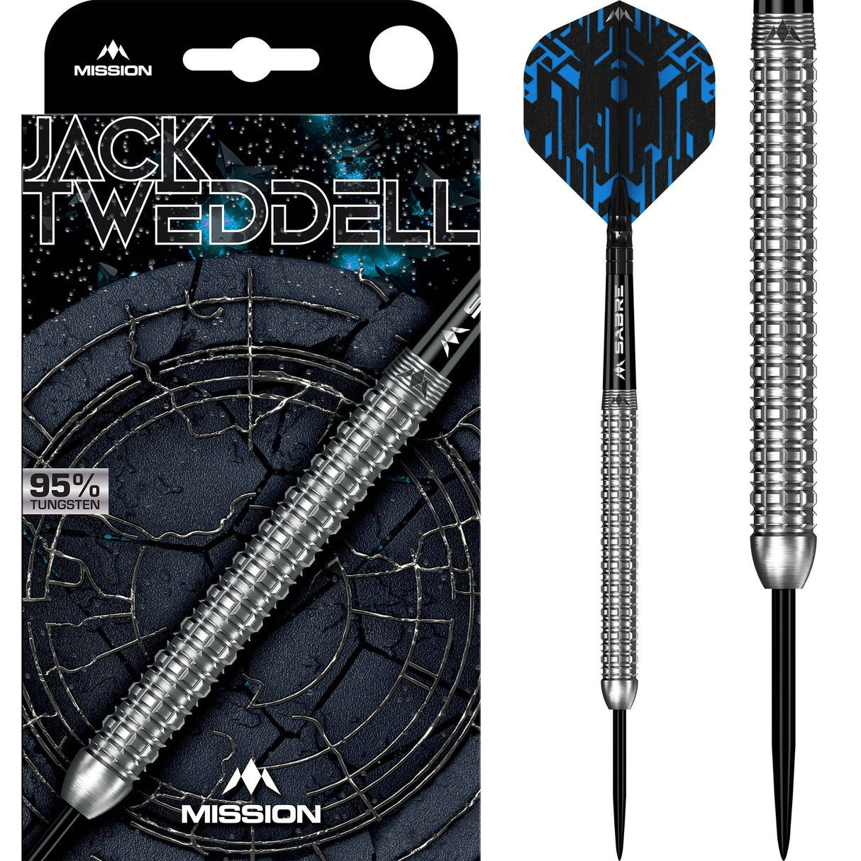 Mission Jack Tweddell 95% Tungsten Steel Tip Darts Set - Aggressive Grip