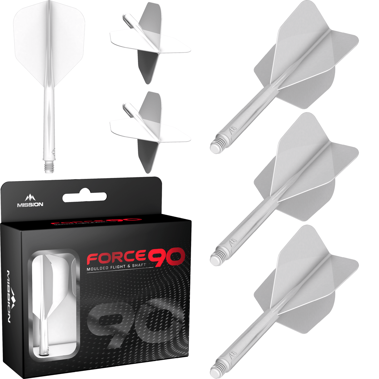 Mission Force 90 - New Moulded Flight & Shaft System - White - Standard No6 - The Darts Shop