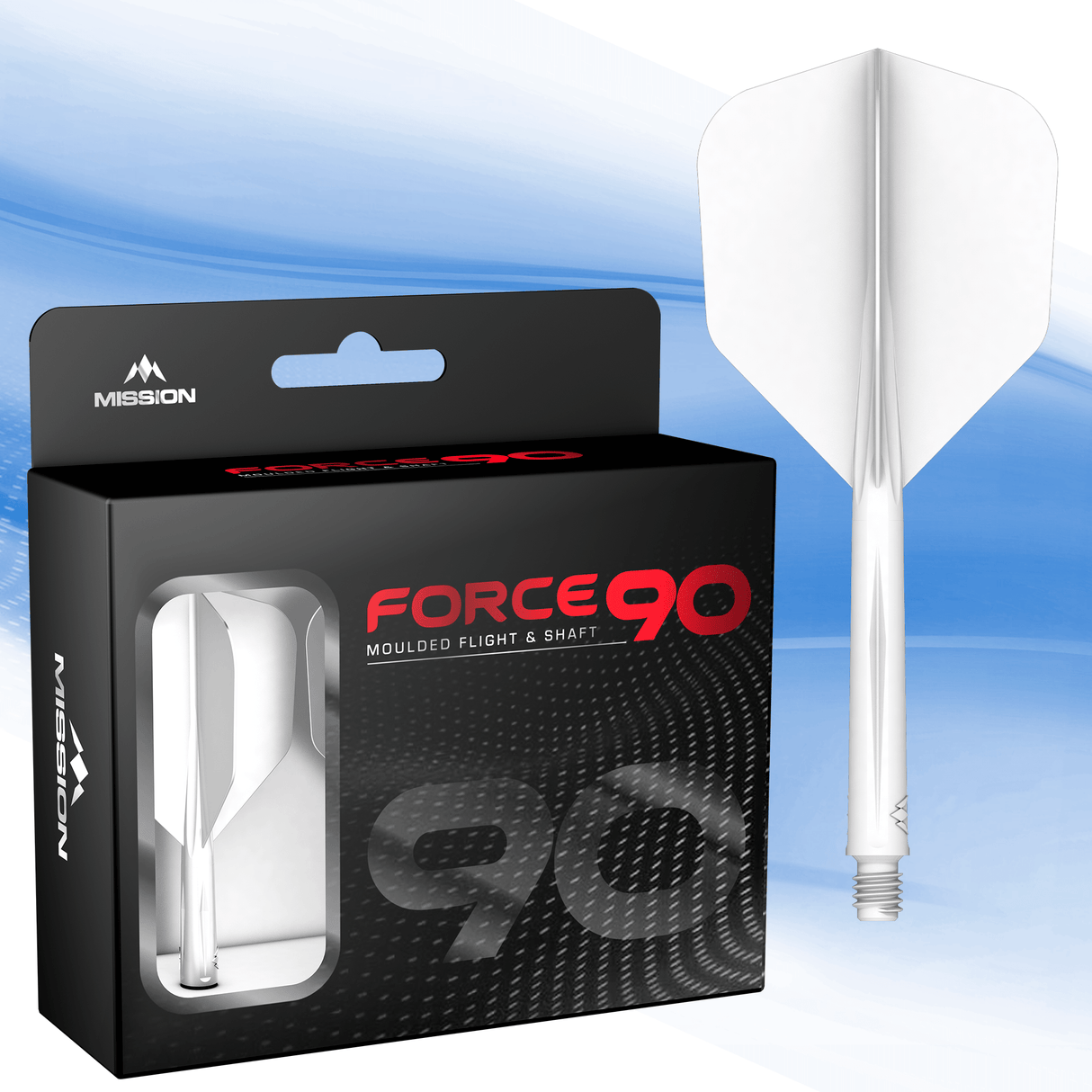 Mission Force 90 - New Moulded Flight & Shaft System - White - Standard No6 - The Darts Shop