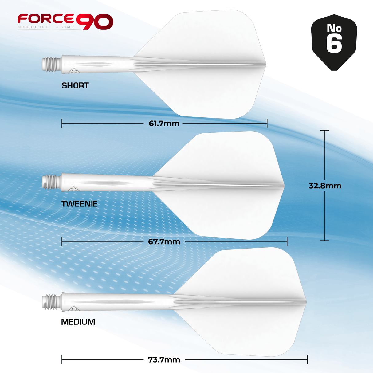 Mission Force 90 - New Moulded Flight & Shaft System - White - Standard No6 - The Darts Shop