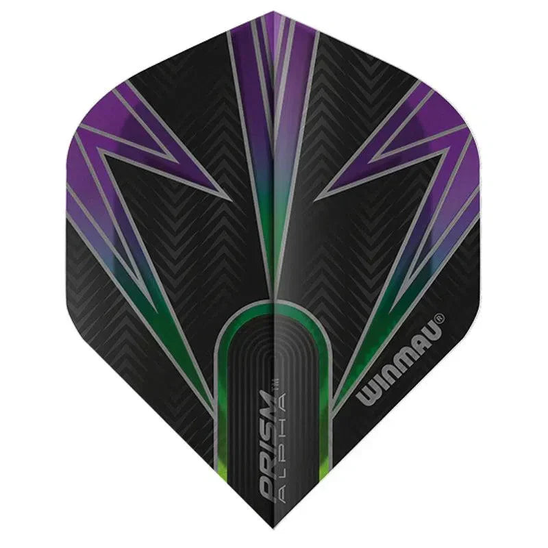 Winmau Prism Alpha Extra Thick Standard Black & Purple & Green Flights