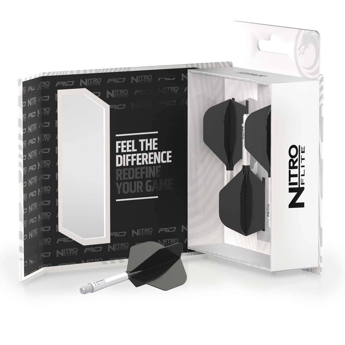 Nitro Flite Integrated Flight & Shaft White & Black No2 by Red Dragon