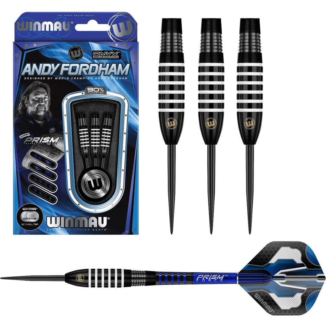 Andy Fordham Black 90% Tungsten Steel Tip Darts by Winmau - The Darts Shop