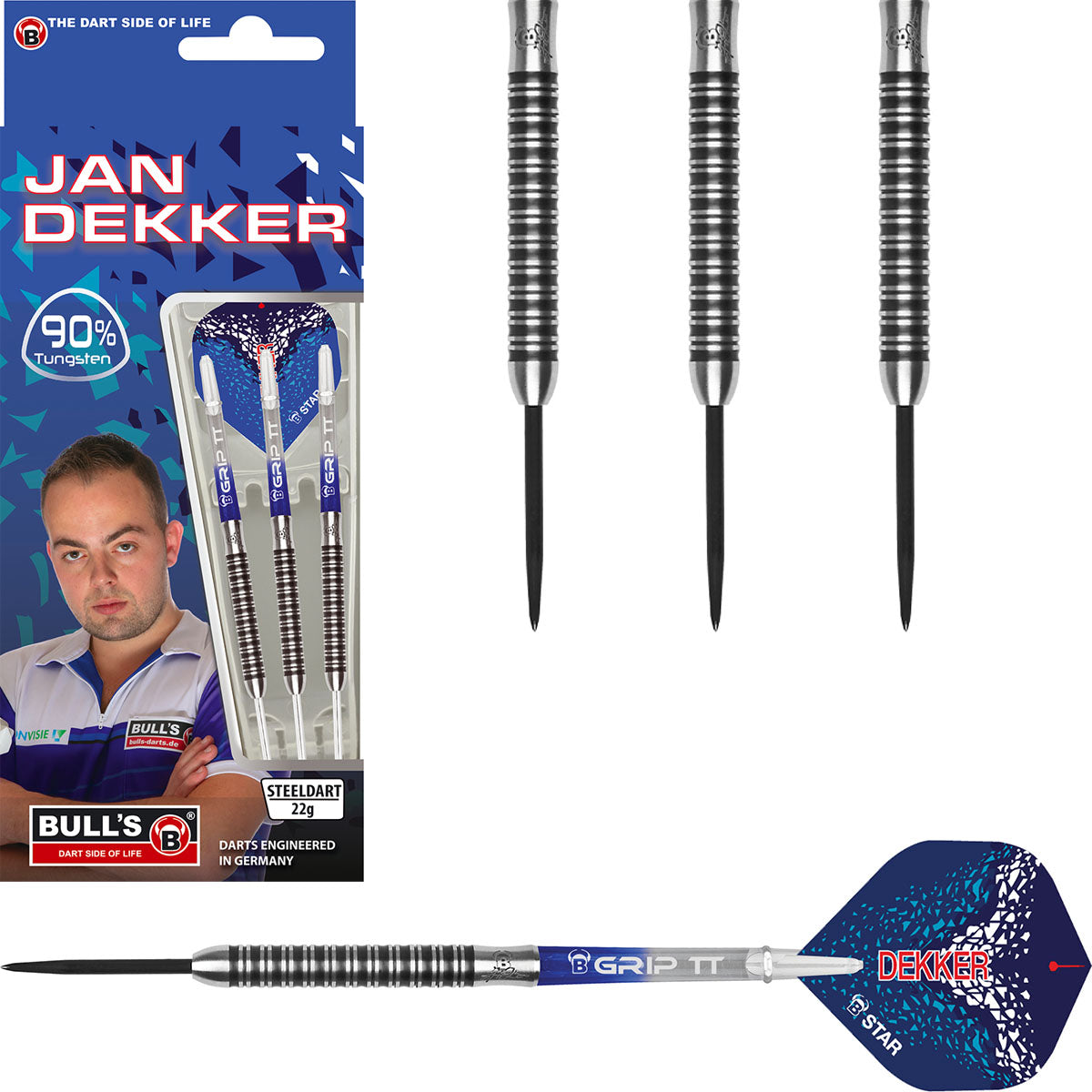 Jan Dekker 90% Tungsten Steel Tip Darts by Bulls