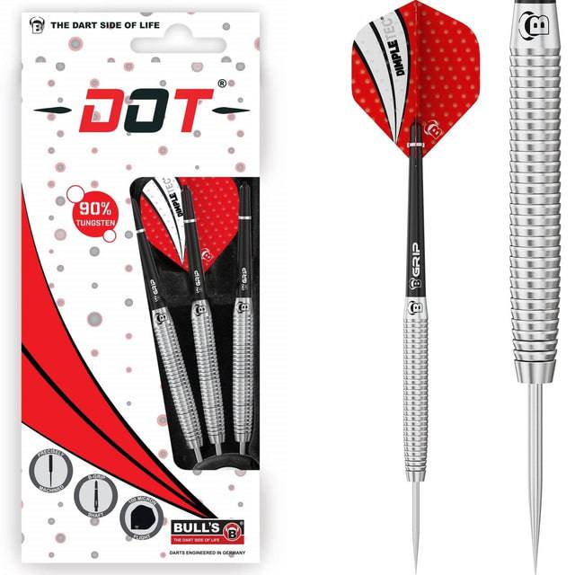 BULL'S Dot D7 Darts - Steel Tip - 90% Tungsten - Straight Shark - The Darts Shop
