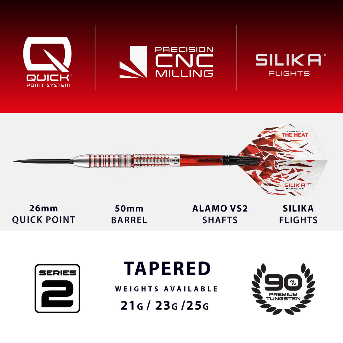 Harrows Damon Heta Series 2 90% Tungsten QP Steel Tip Darts - view 4