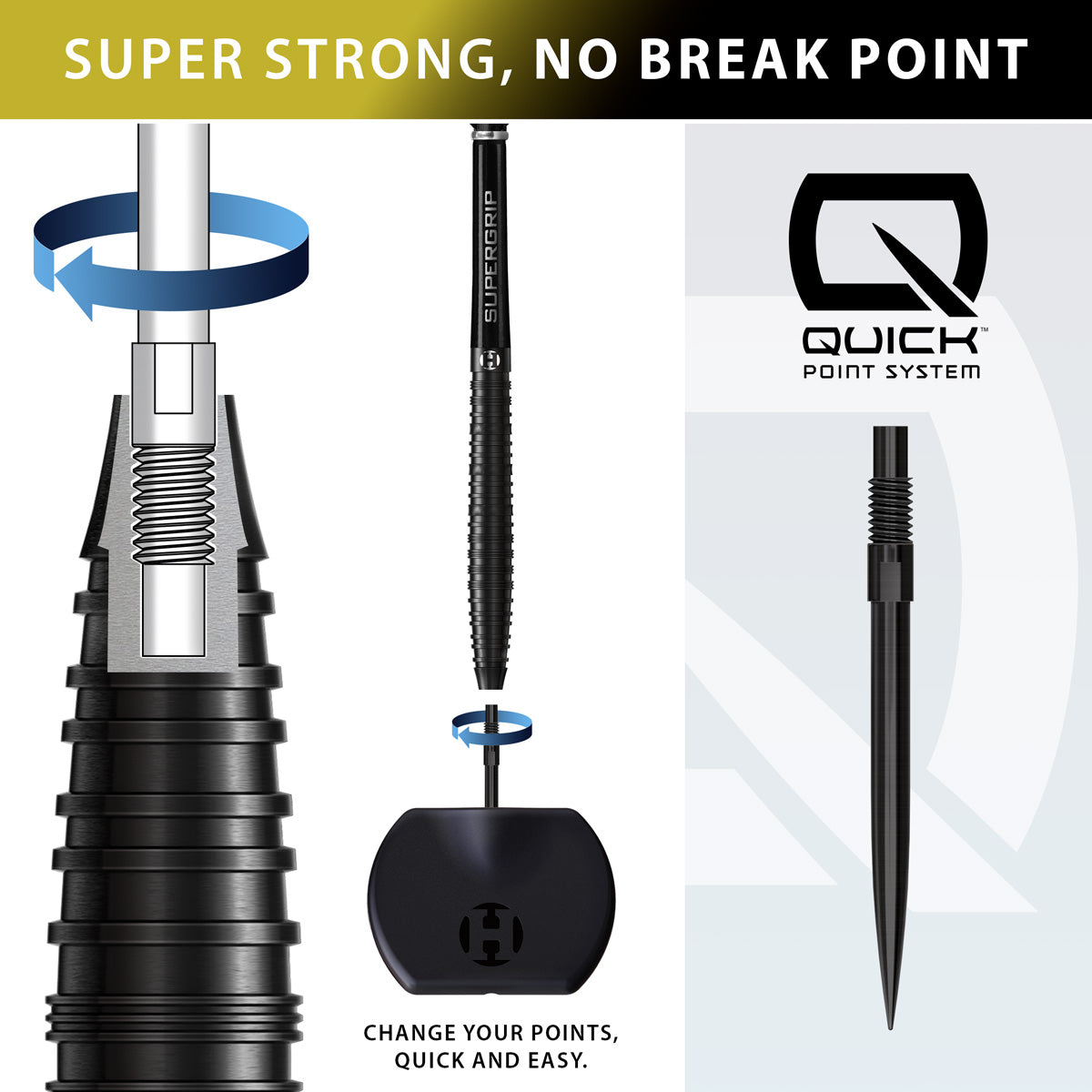 Harrows NX90 Tapered Black Edition Quick Point 90% Tungsten Steel Tip Darts - view 2