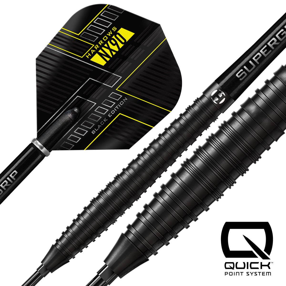 Harrows NX90 Tapered Black Edition Quick Point 90% Tungsten Steel Tip Darts - view 3