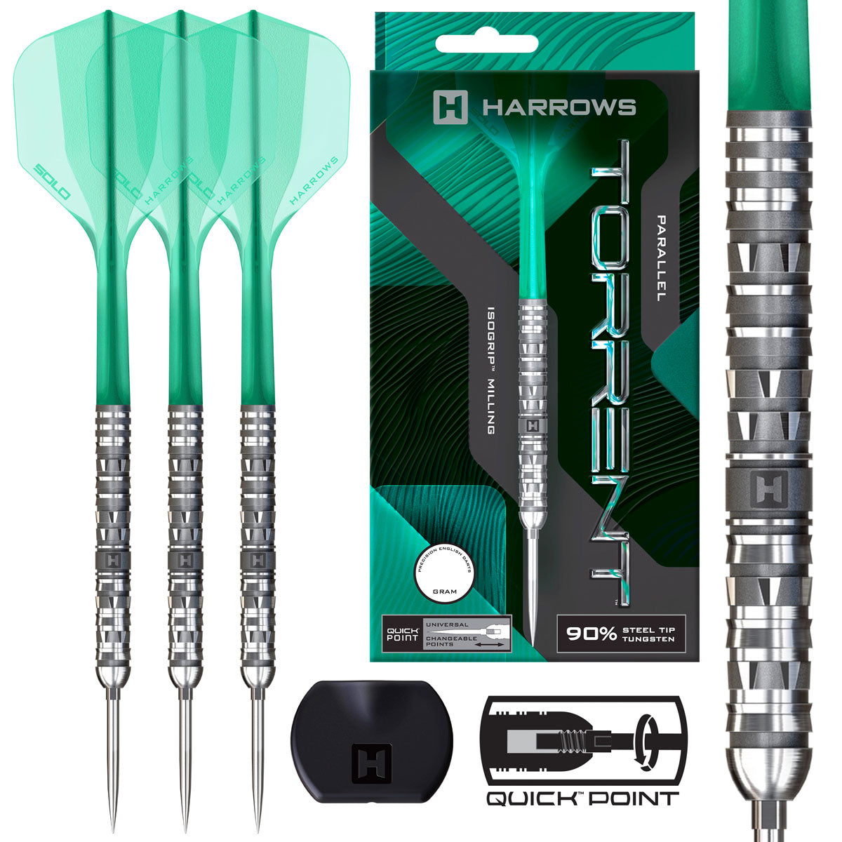 Harrows Torrent Parallel Quick Point 90% Tungsten Steel Tip Darts