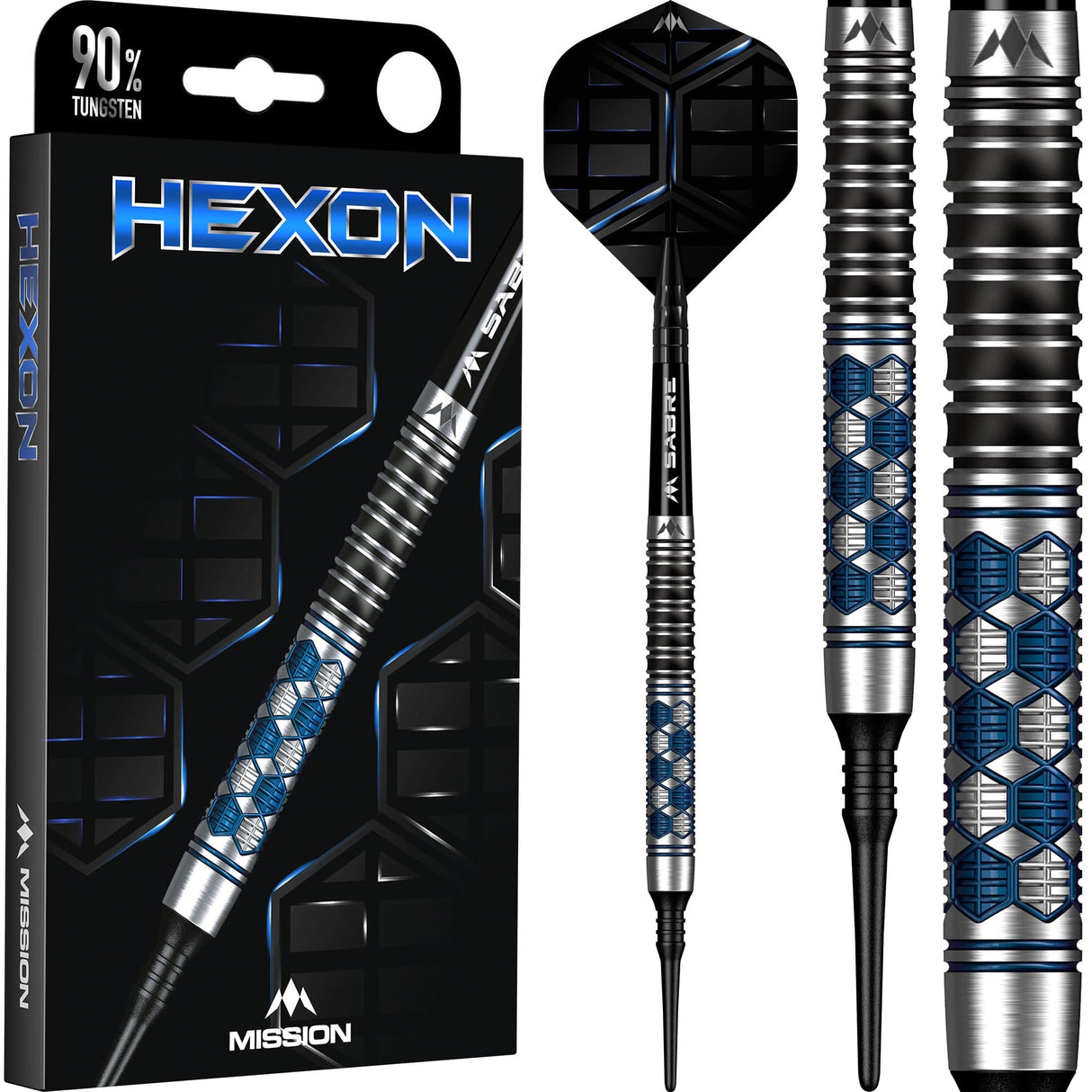 Mission Hexon Darts - Soft Tip - 90% - Blue PVD - view 2