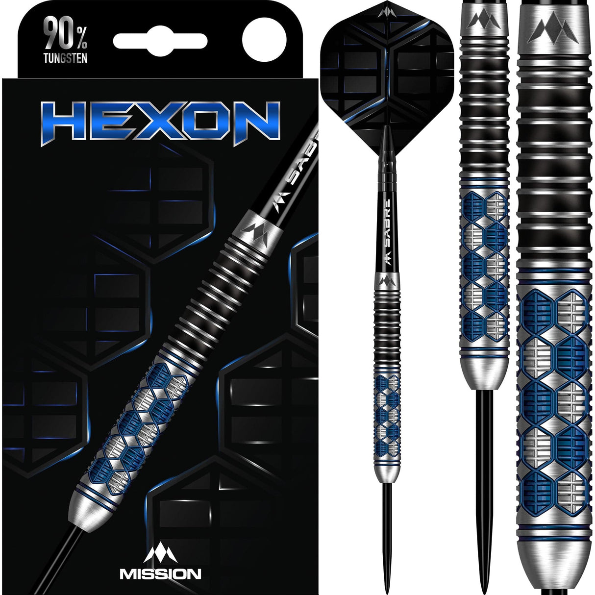 Mission Hexon Darts - Steel Tip - 90% - Blue PVD - The Darts Shop